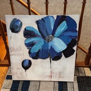Vibrant Blue Floral Canvas Art